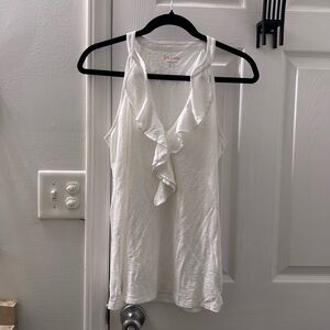 Lilly Pulitzer White Ruffled Tank Top size M